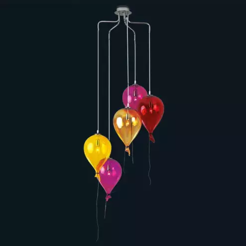 "Compleanno" lámpara colgante en cristal de Murano - 5 luces - multicolor