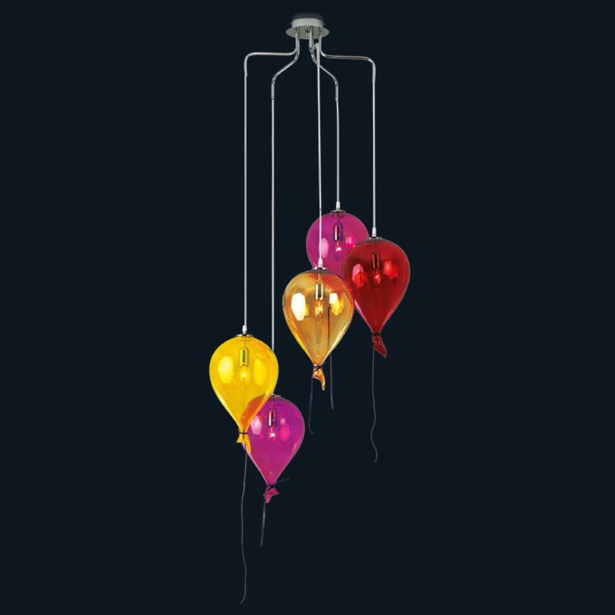 "Compleanno" lámpara colgante en cristal de Murano - 5 luces - multicolor