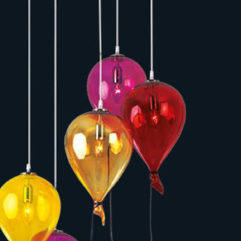 "Compleanno" suspension en verre de Murano - 5 lumières - multicolor