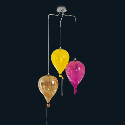 "Compleanno" lámpara colgante en cristal de Murano - 3 luces - multicolor