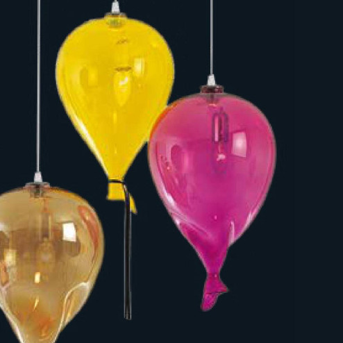 "Compleanno" suspension en verre de Murano - 3 lumières - multicolor