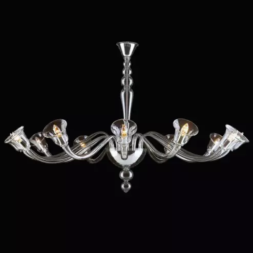 "Jia" lustre en cristal de Murano - 12 lumières - transparent