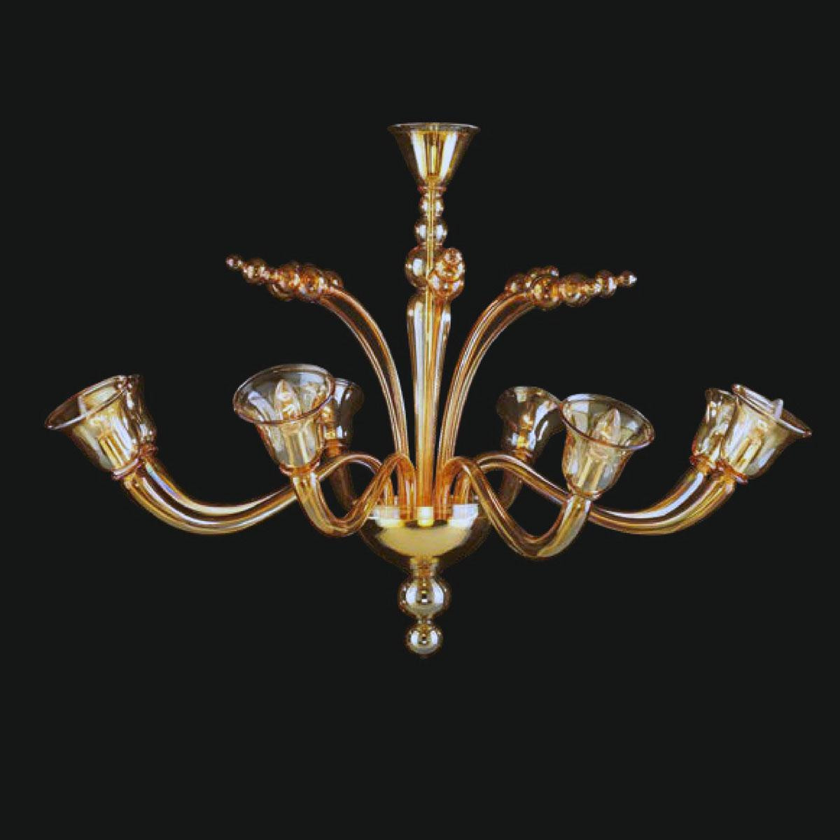 "Cyrus" lustre en cristal de Murano - 8 lumières - ambre