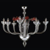 "Ingrid" Murano glass chandelier - 4+4 lights - transparent and red