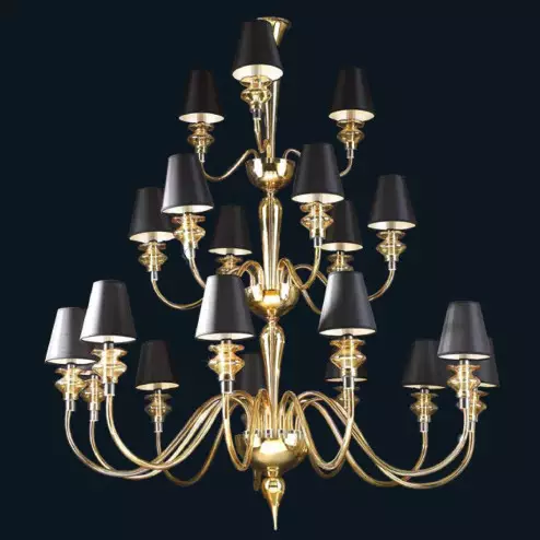 "Cadi" Murano glas Kronleuchter mit lampenschirmen - 12+6+3 flammig - bernstein