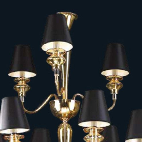 "Cadi" Murano glas Kronleuchter mit lampenschirmen - 12+6+3 flammig - bernstein