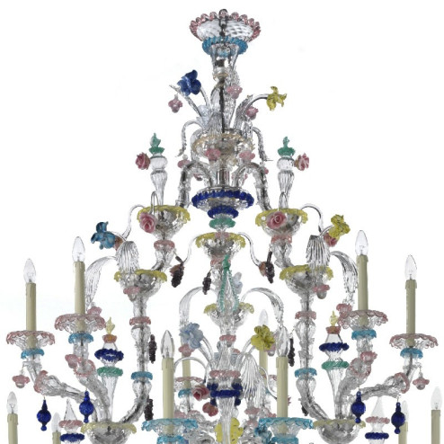 Aurora 24 lights classic Murano chandelier - transparent polychrome color