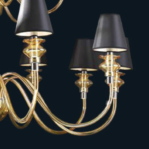 "Cadi" lampara de araña de Murano con pantallas - 12+6+3 luces - ámbar