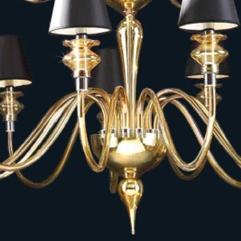 "Cadi" Murano glass chandelier with lampshades - 12+6+3 lights - amber