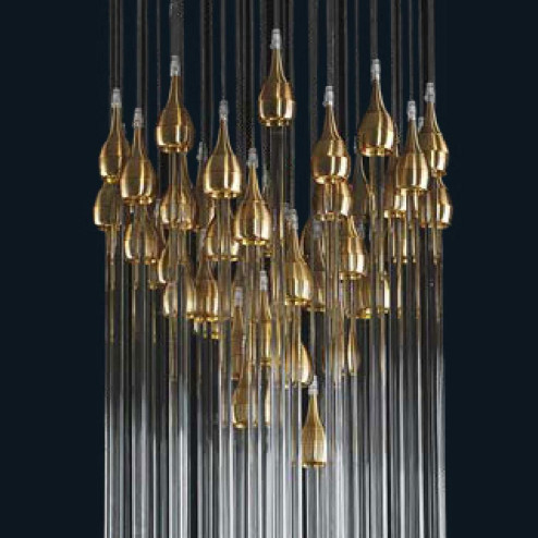 "Dawson" Murano glass pendant light - 48 lights - transparent