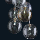 "Celia" Murano glass pendant light - 8 lights - transparent and amber