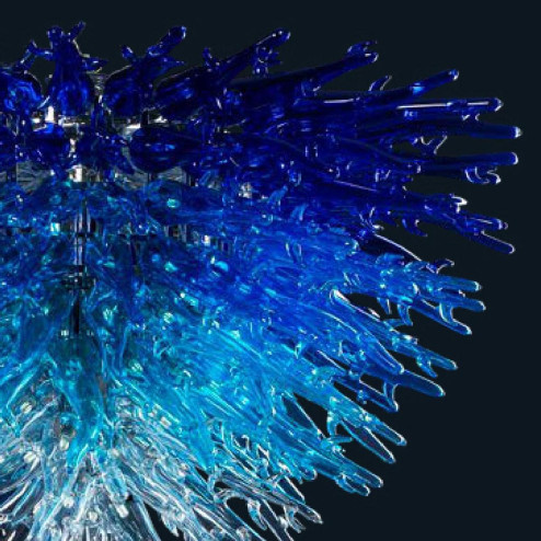 "Phoebe" plafonnier en verre de Murano - 25 lumières - bleu clair