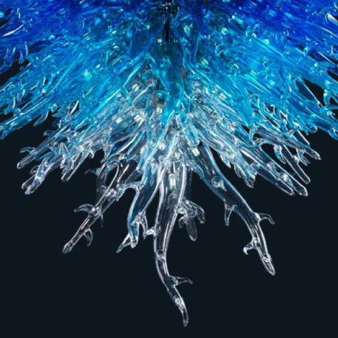 "Phoebe" plafonnier en verre de Murano - 25 lumières - bleu clair