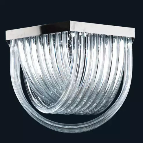 "Caylin" suspension en verre de Murano - 6 lumières - transparent