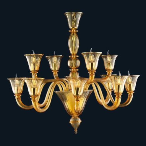 "Dominik" lampara de araña de Murano - 8+4 luces - ámbar