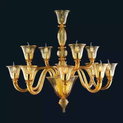 "Dominik" lustre en cristal de Murano - 8+4 lumières - ambre