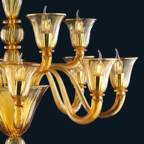 "Dominik" lampara de araña de Murano - 8+4 luces - ámbar