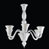 "Dominik" Murano glass chandelier - 6 lights - white