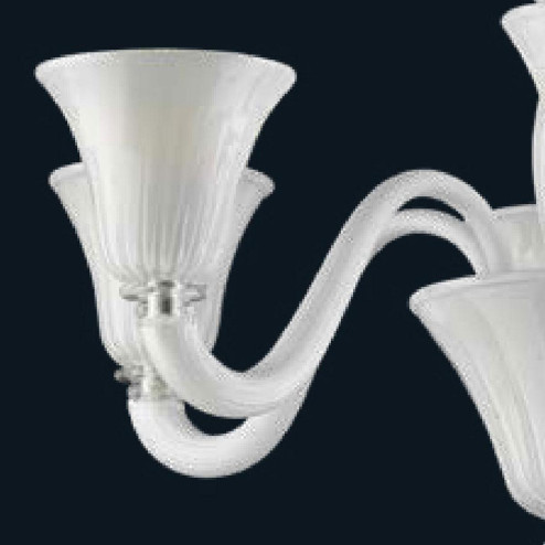 "Dominik" Murano glass chandelier - 6 lights - white