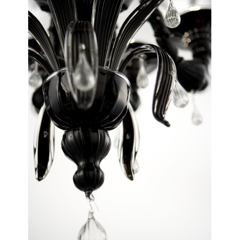 Paradiso 8 luces araña de Murano - color negro transparente