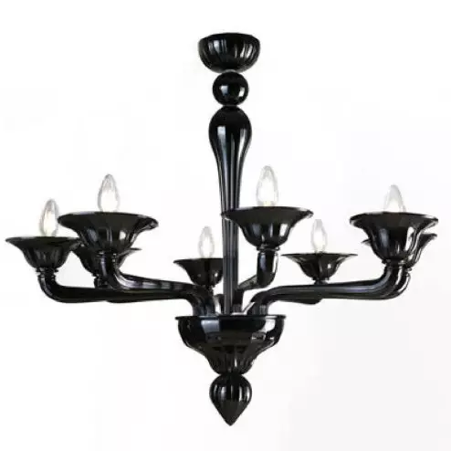 "Paula" Murano glass chandelier - 8 lights - black