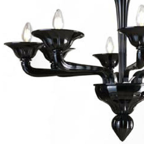 "Paula" lampara de araña de Murano - 8 luces - negro