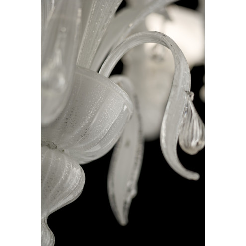 Paradiso 12 lumieres lustre Murano - couleur blanc argent