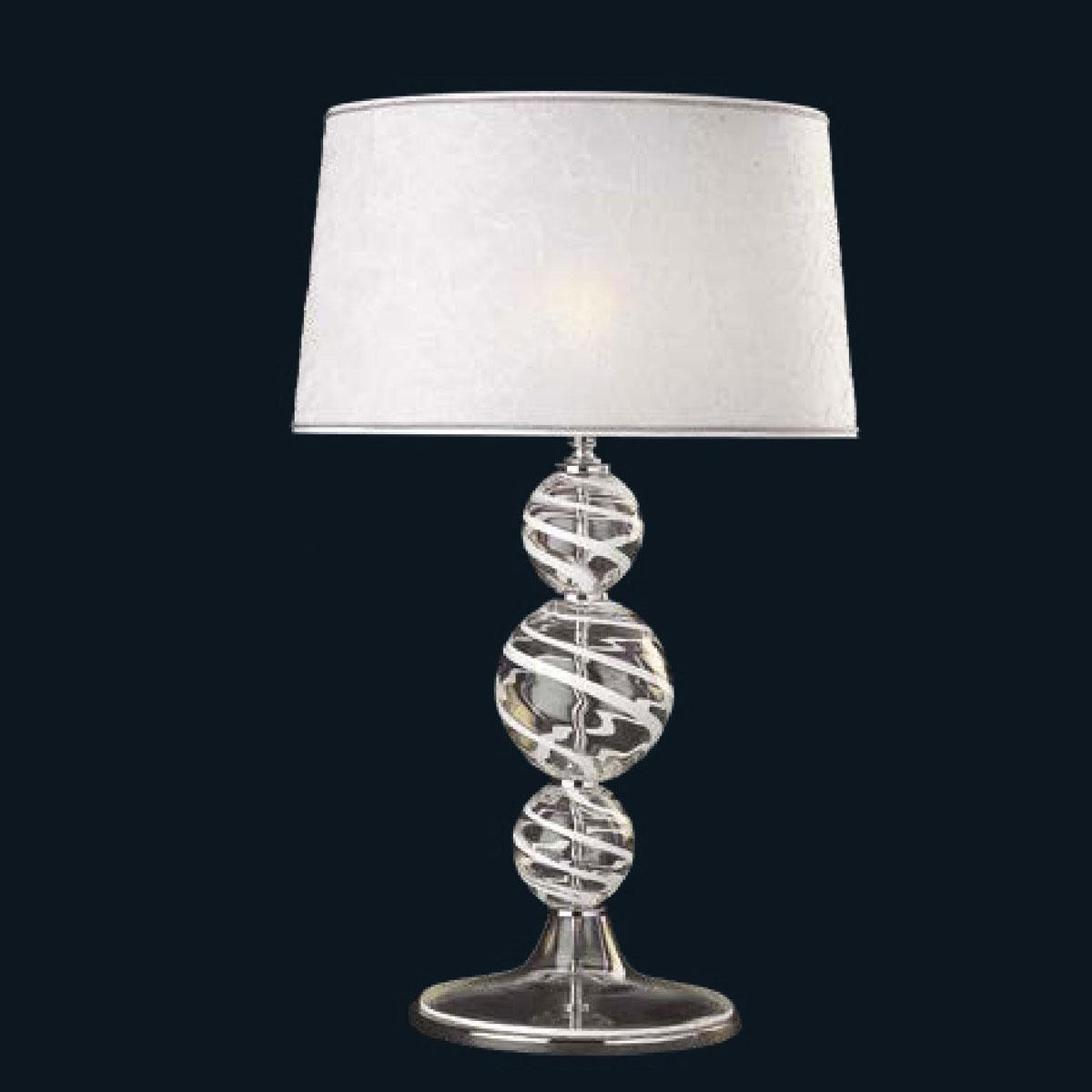 "Emile" lampe de table en verre de Murano - 1 lumière - transparent et blanc