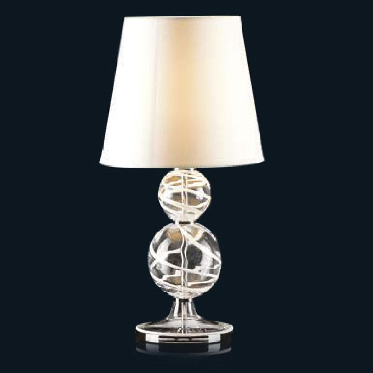 "Emile" lampe de chevet en verre de Murano - 1 lumière - transparent et blanc