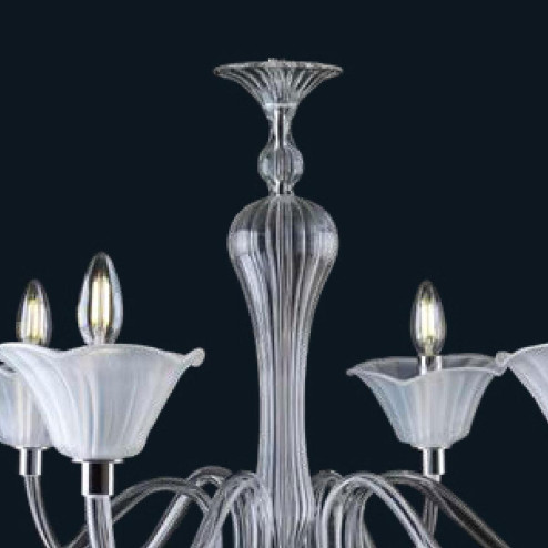 "Maiya" lustre en cristal de Murano - 6 lumières - transparent mat