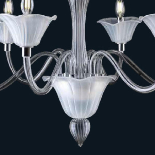 "Maiya" Murano glass chandelier - 6 lights - mat transparent