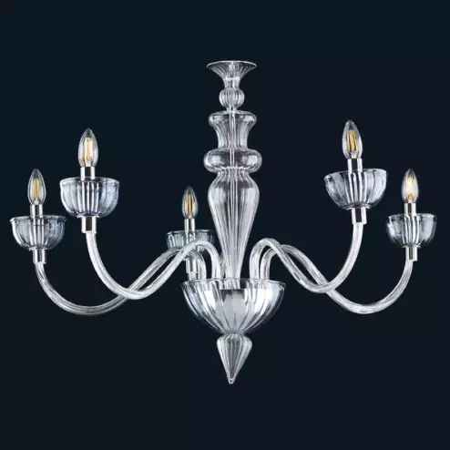 "Lina" lustre en cristal de Murano - 5 lumières - gris