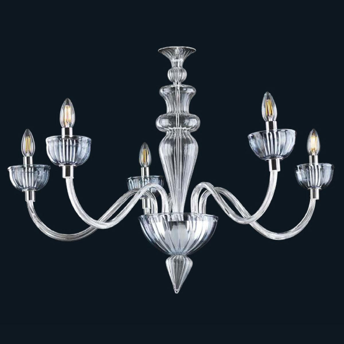 "Lina" Murano glass chandelier - 5 lights - grey