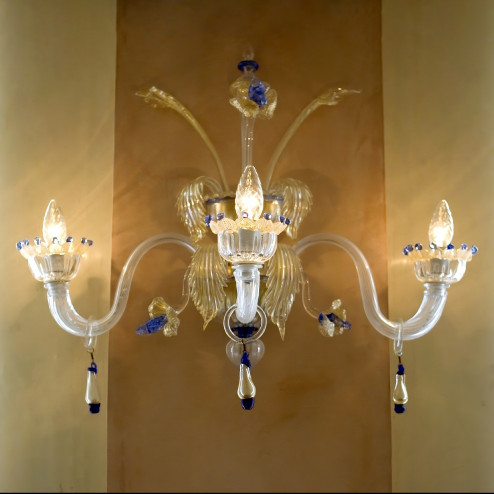 Allegro 3 luz aplique Murano - color transparente oro azul