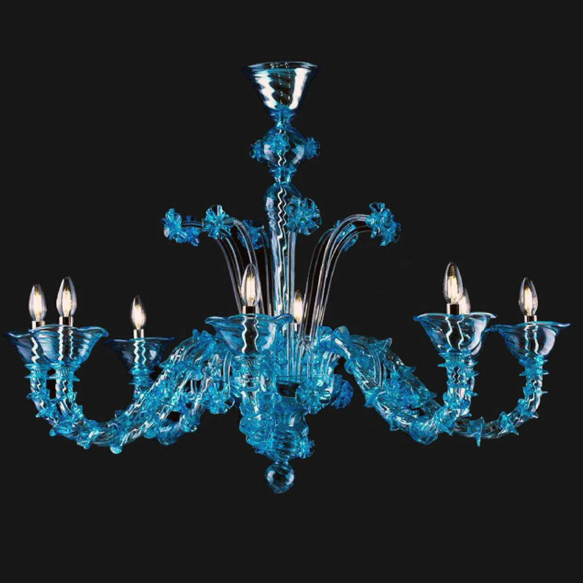 "Zephaniah " lampara de araña de Murano - 8 luces - azul claro