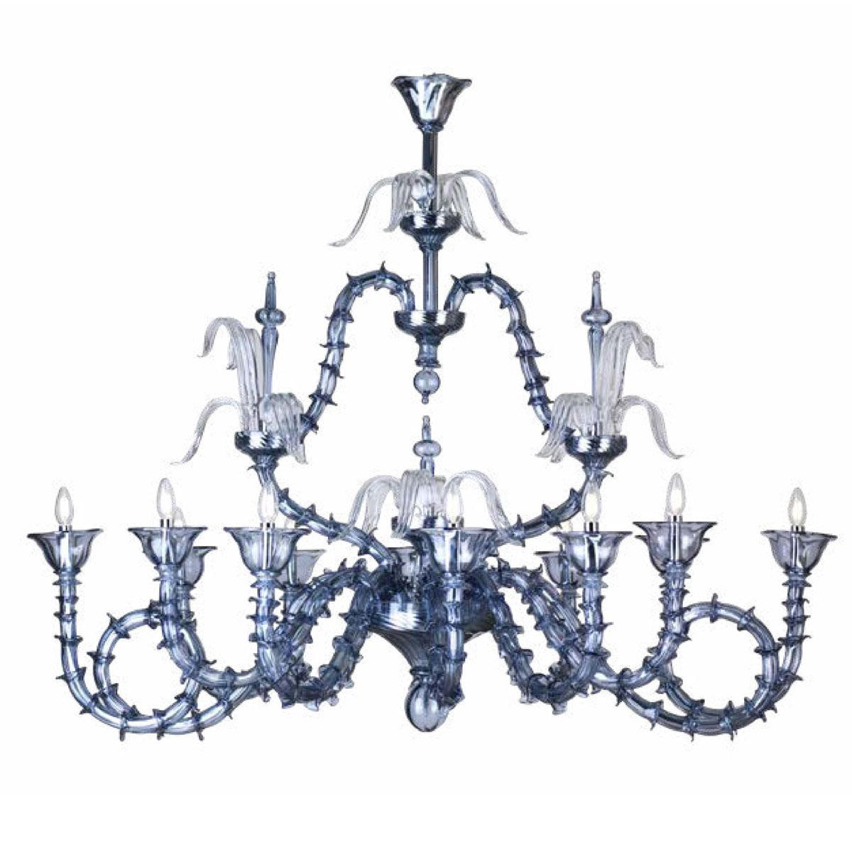 "Garrett" Murano glass chandelier - 12 lights - grey