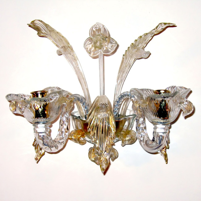 Accademia 2 lights Murano sconce transparent gold color