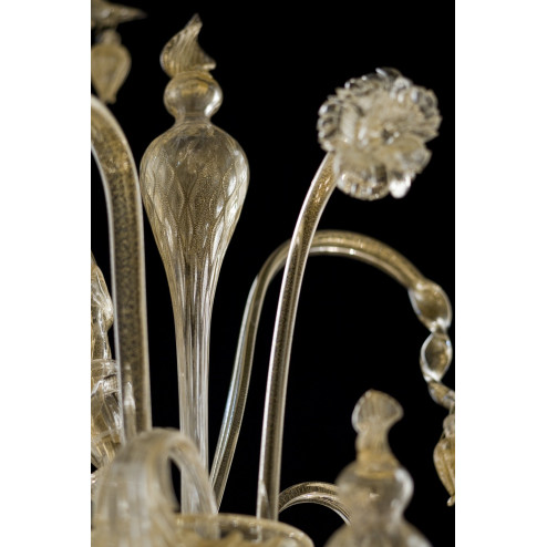 Magnifico lampara de cristal de Murano a dos niveles 12+3 luces - color oro