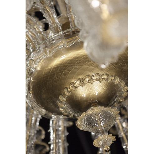 Magnifico dreistufige Murano glas Kronleuchter ovale Form