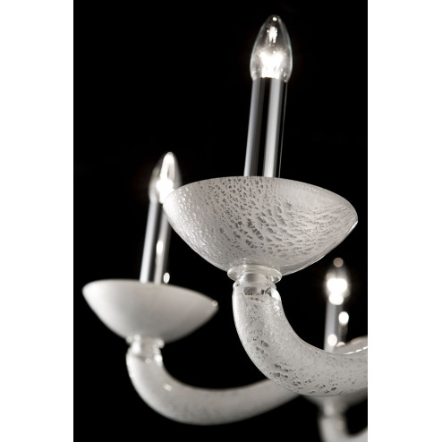 Semplice 8 lights Murano chandelier - white silver color