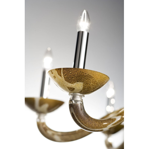 Semplice lampara de cristal de Murano 8 luces - color corteza