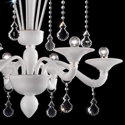 Gocce 6 lights Murano chandelier - white transparent color