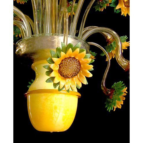 Girasoli (Sonnenblumen) 9 flammig Muranoglas Kronleuchter