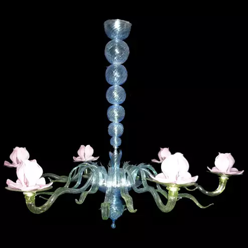 Ninfea (waterlily) 6 lights Murano glass chandelier