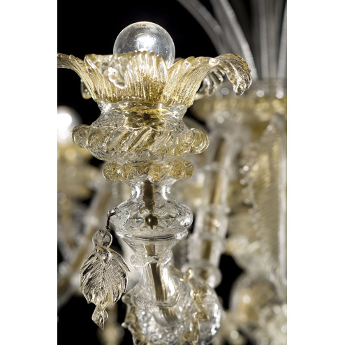 Prezioso araña de cristal de Murano 6 luces - color transparente oro