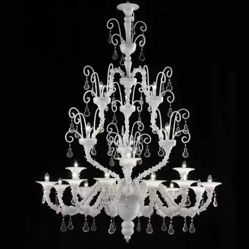 "Inverno" white Murano glass chandelier