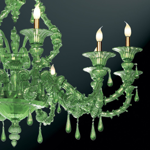 "Smeraldo" green Murano glass chandelier