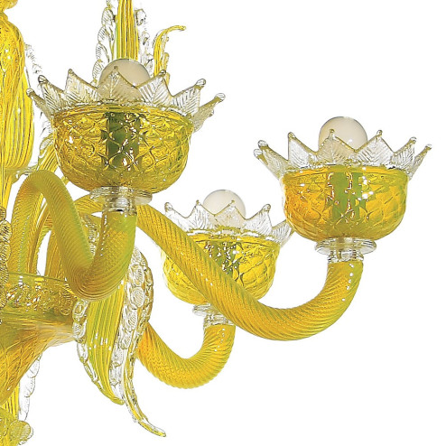 "Topazio" lustre jaune en verre de Murano