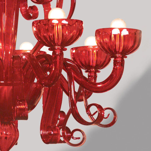 "Sogno" red Murano glass chandelier