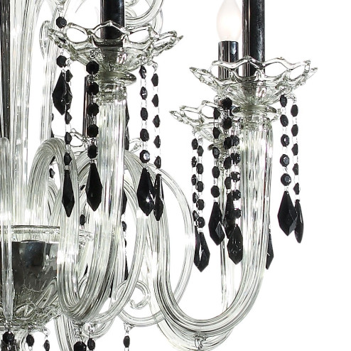 "Vittoria" lustre en verre de Murano cristal et noir 8 lumières